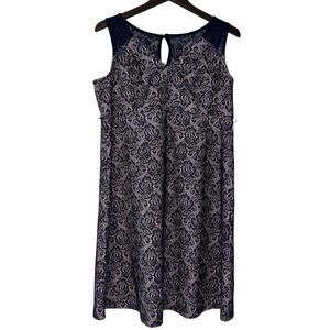 Motherhood Maternity Gender Reveal Dress Women's Large Pink Blue Lace Ribbon NWT